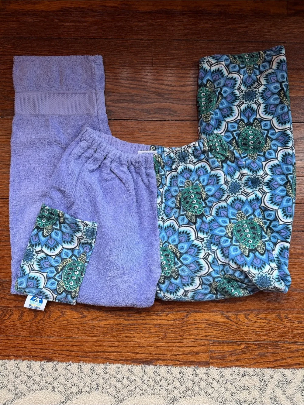 Blue & Purple Turtle mandala towel Pants